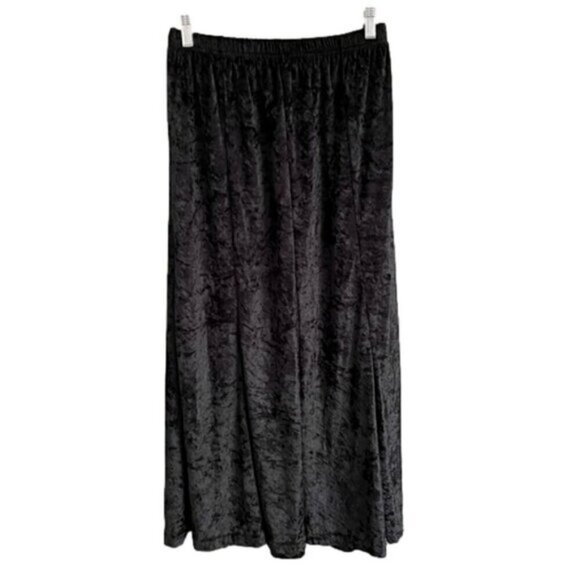 Vintage Black Crushed Velvet Maxi Long Skirt - Medium - Picture 6 of 7